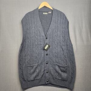 D'Avila Sweater Vest Mens 2X Blue V Neck Pockets Grandpa Preppy NEW